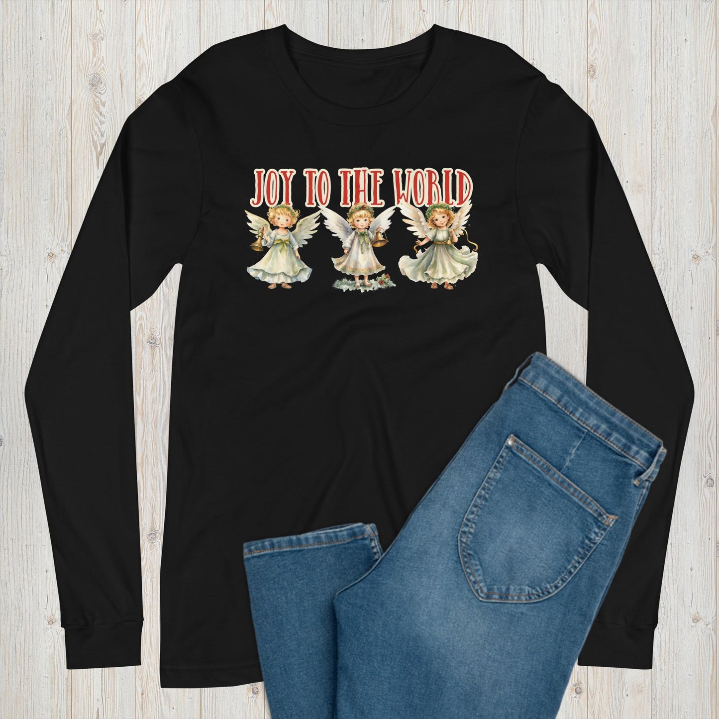 Joy to the World Angels Long Sleeve Graphic Tee