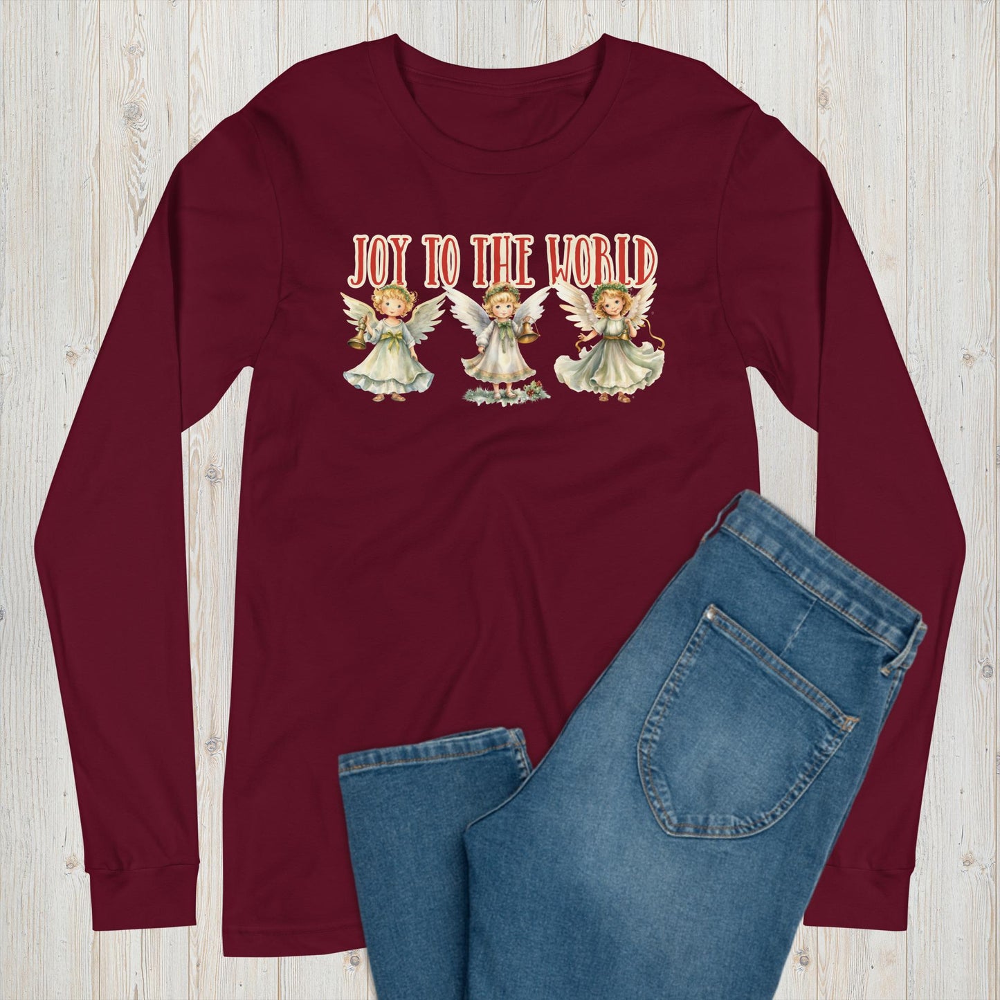 Joy to the World Angels Long Sleeve Graphic Tee