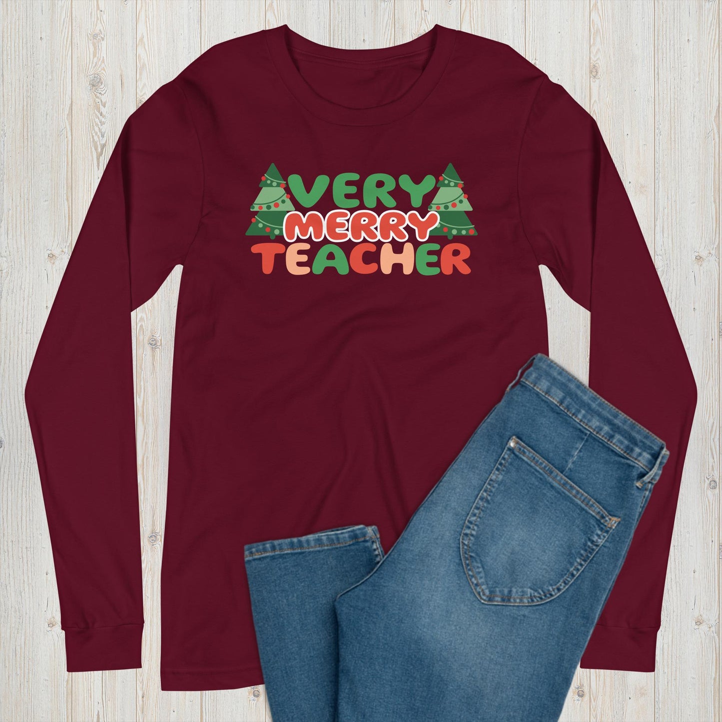 Very Merry Teacher Long Sleeve Graphic Tee