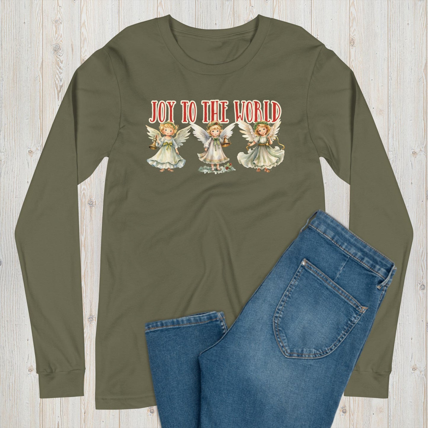 Joy to the World Angels Long Sleeve Graphic Tee