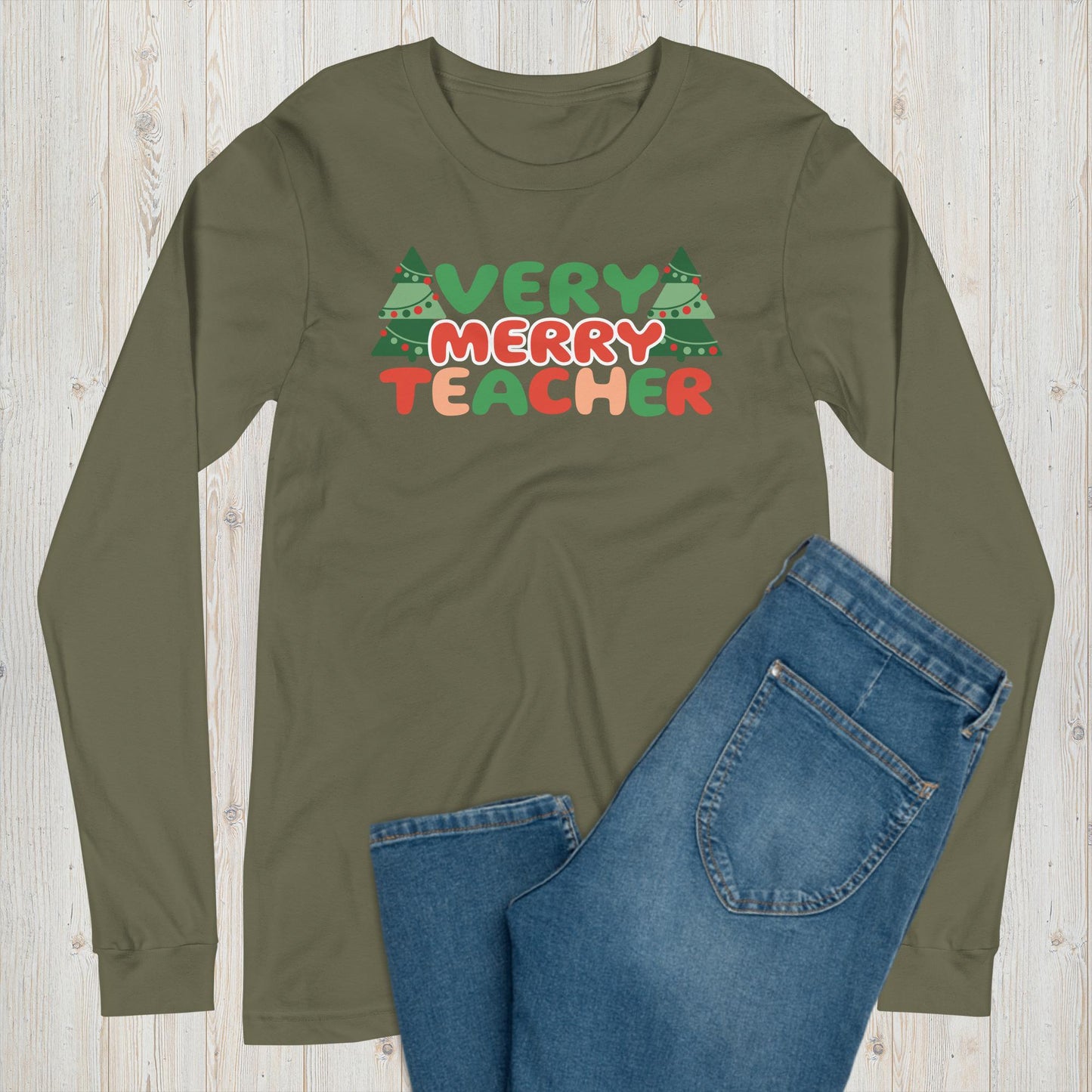 Very Merry Teacher Long Sleeve Graphic Tee