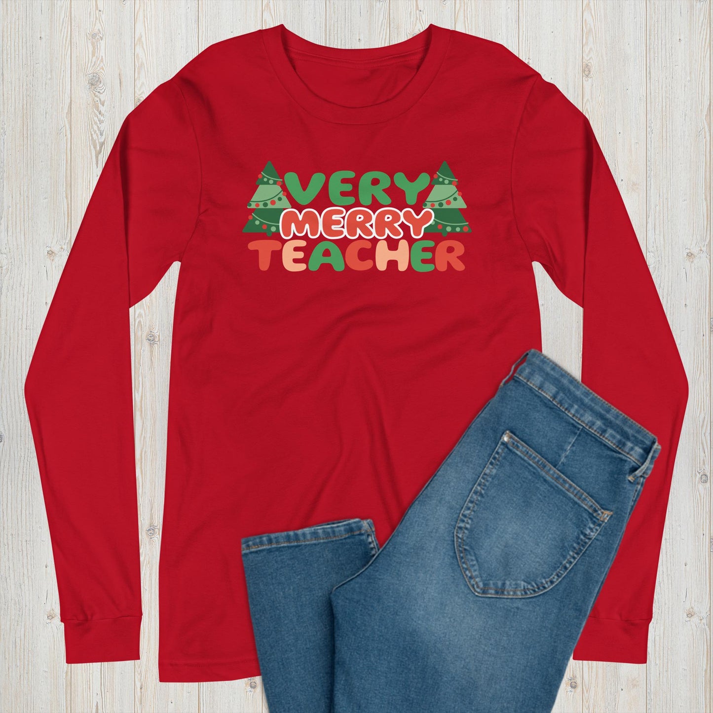 Very Merry Teacher Long Sleeve Graphic Tee
