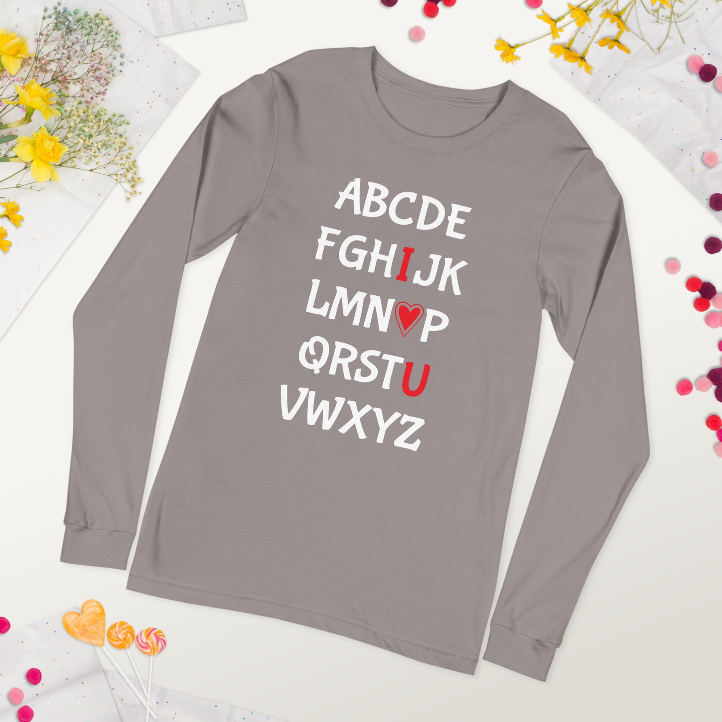 Alphabet I Heart U Long Sleeve Graphic Tee