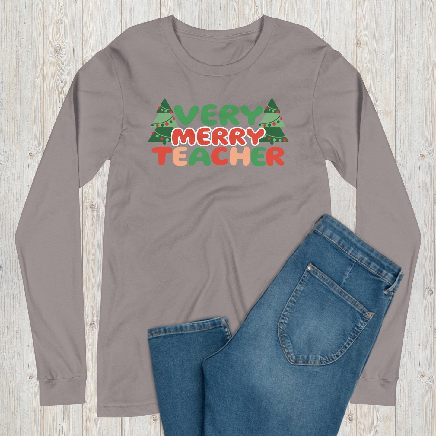 Very Merry Teacher Long Sleeve Graphic Tee