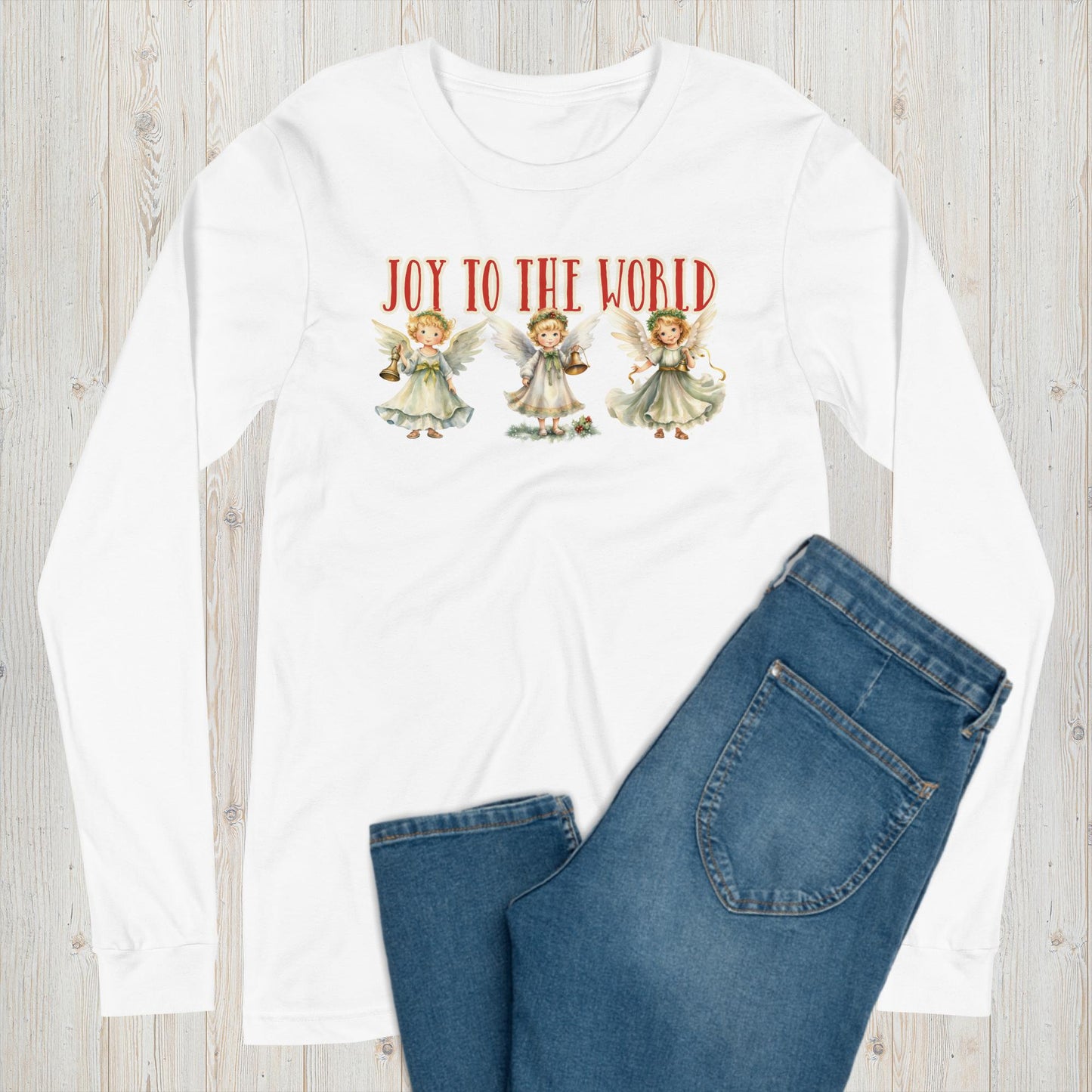 Joy to the World Angels Long Sleeve Graphic Tee