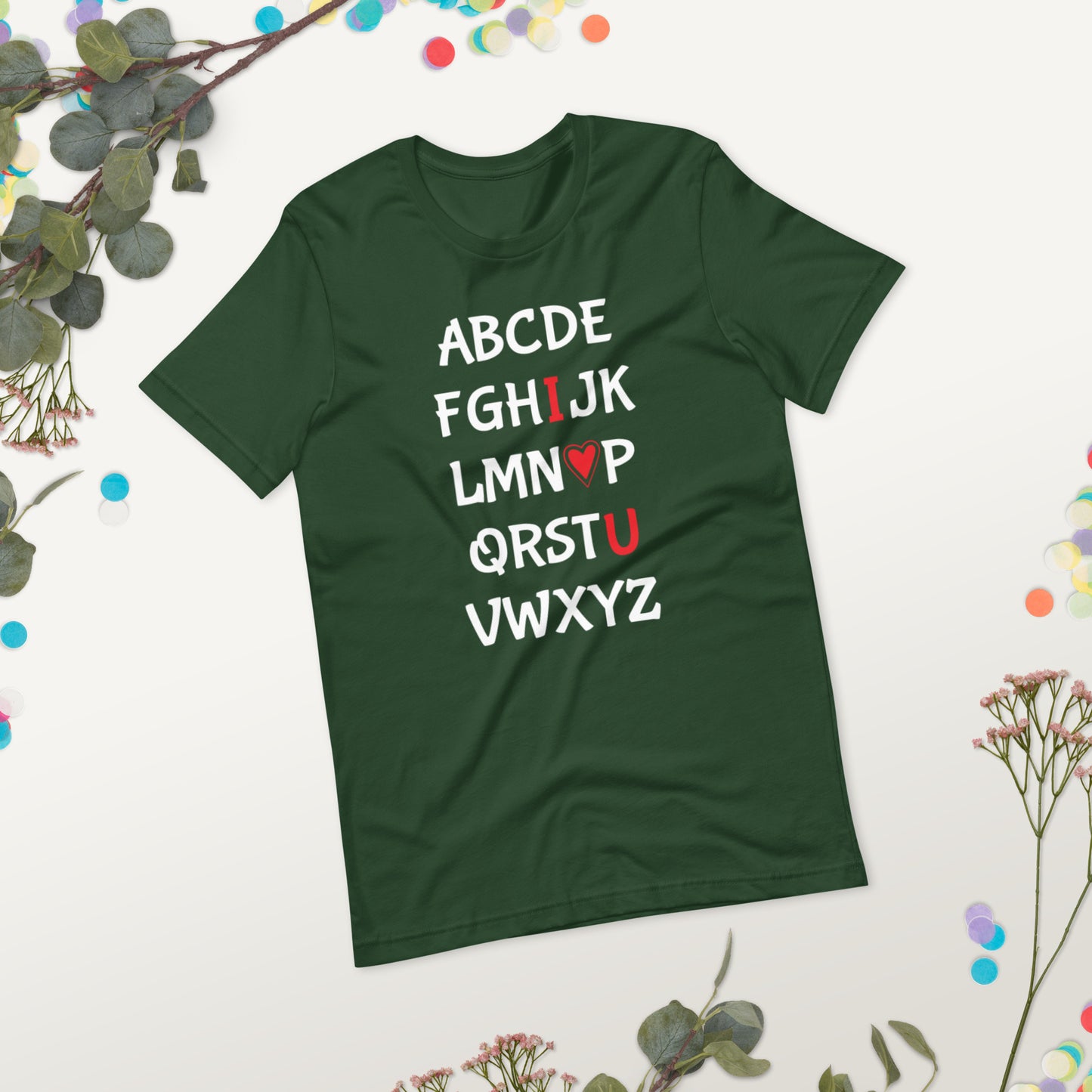 Alphabet I Heart U Graphic Tee