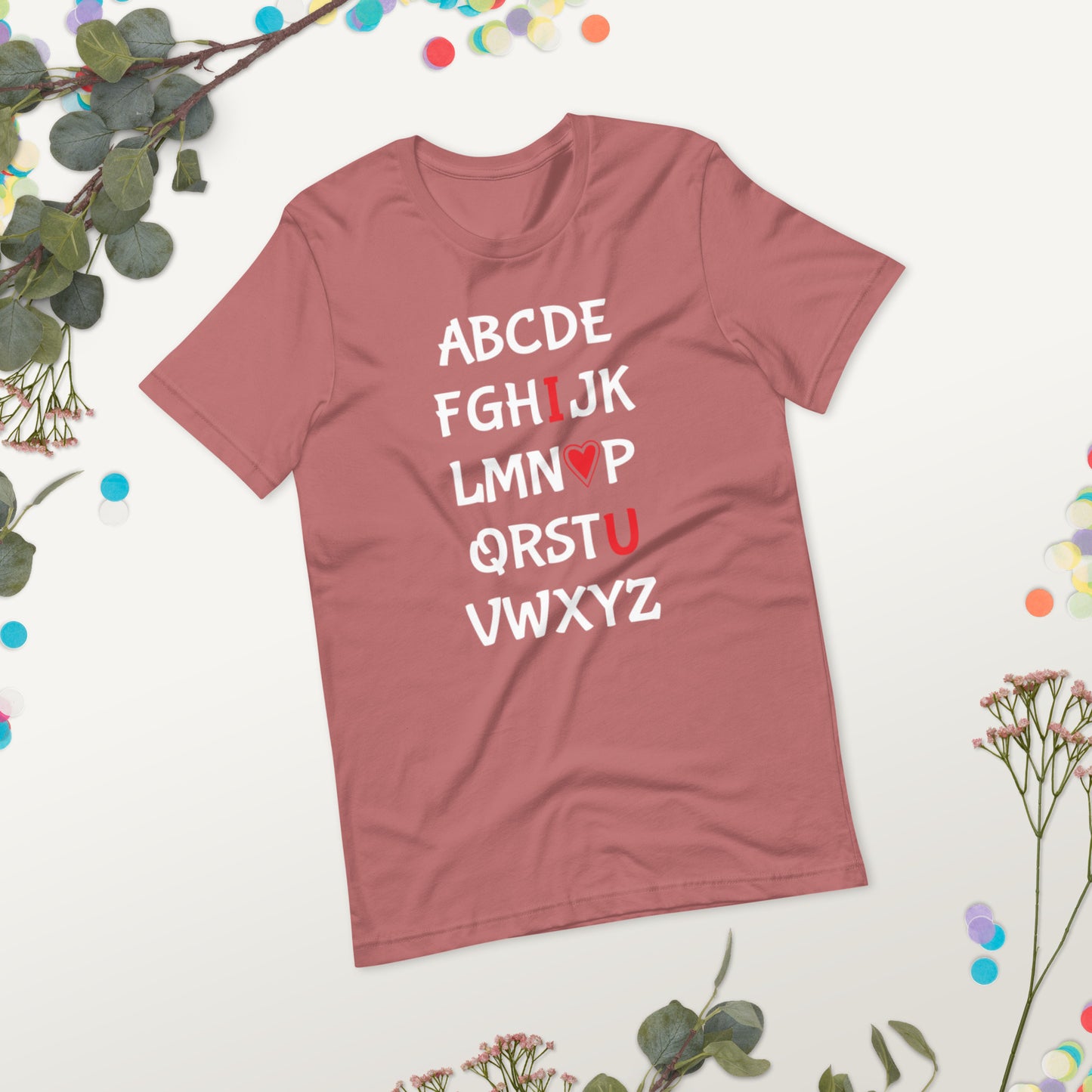 Alphabet I Heart U Graphic Tee