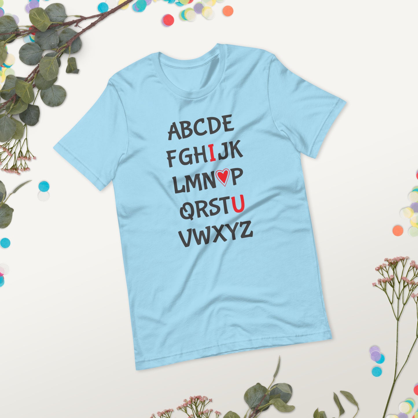 Alphabet I Heart U Graphic Tee