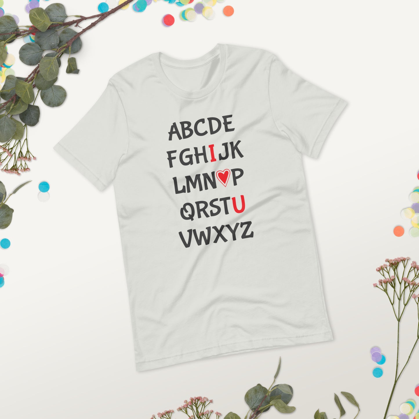 Alphabet I Heart U Graphic Tee