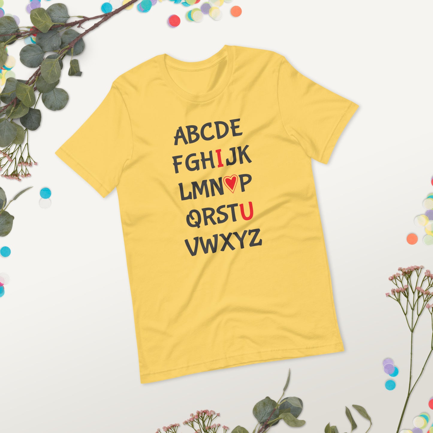 Alphabet I Heart U Graphic Tee